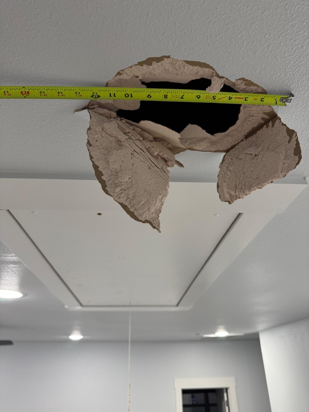 Ceiling damage before repair